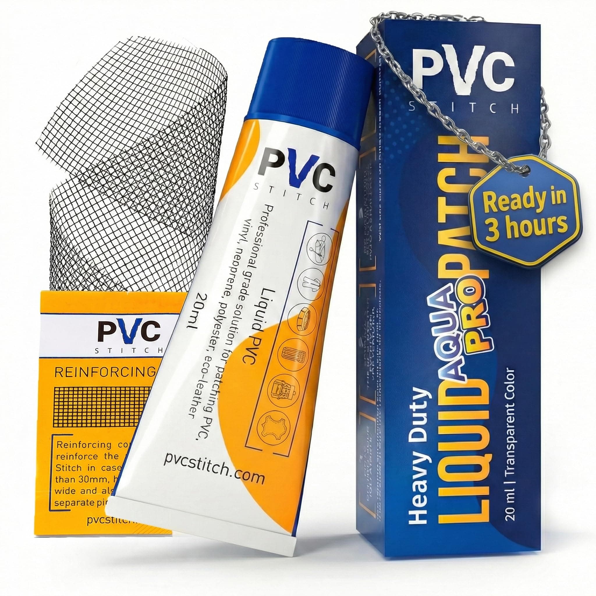 AquaPro Liquid Patch Waterproof Repair Kit for PVC Inflatable Boats, Rafts, ISUPs, Paddle Boards, Above Ground Pools, Hot Tubs, and Underwater Gear (Sealer +Cord)