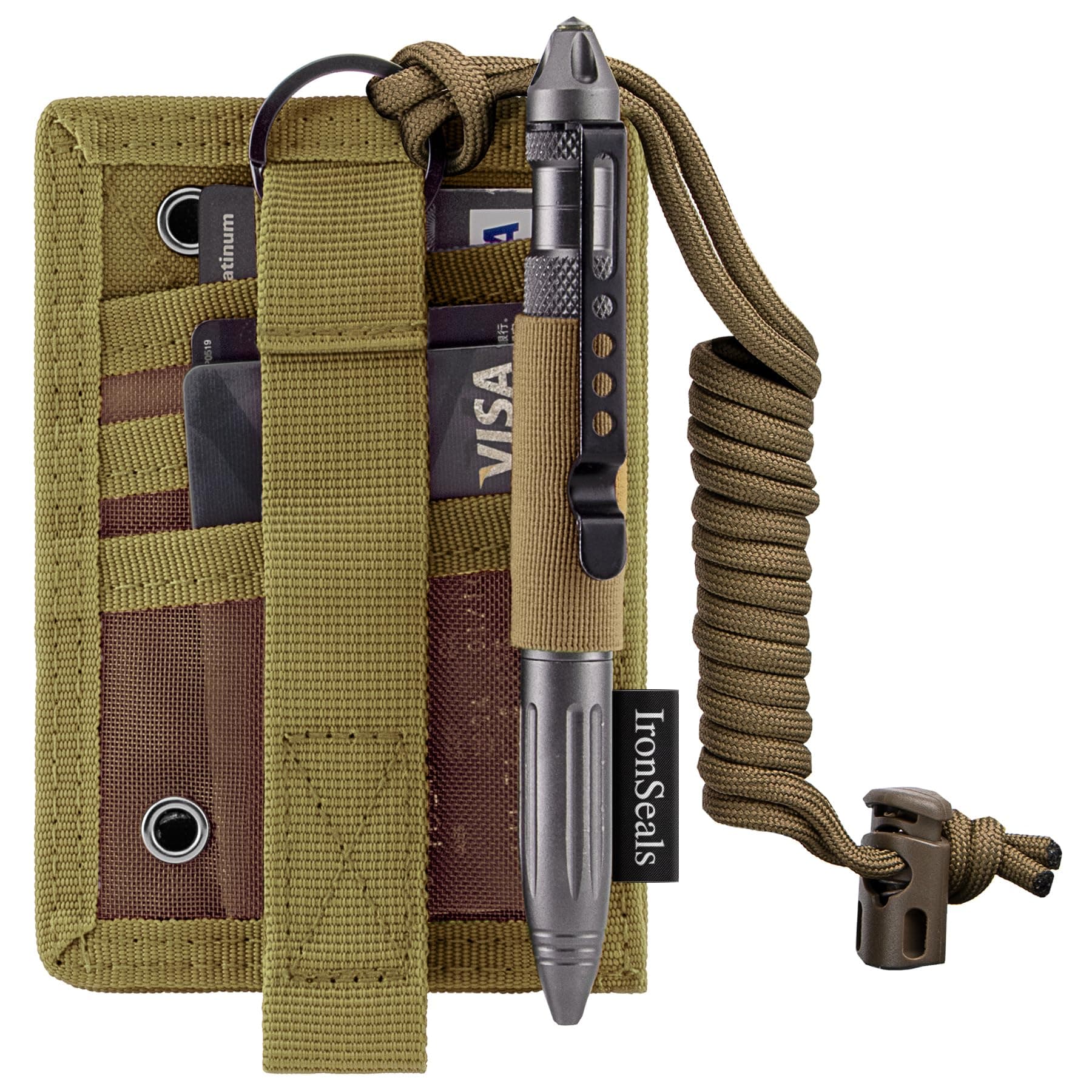 Tactical ID Card Holder Hook & Loop Patch Badge Holder Detachable Quick Rip-Away Badge Holder with Key Ring and Adjustable Neck Lanyard