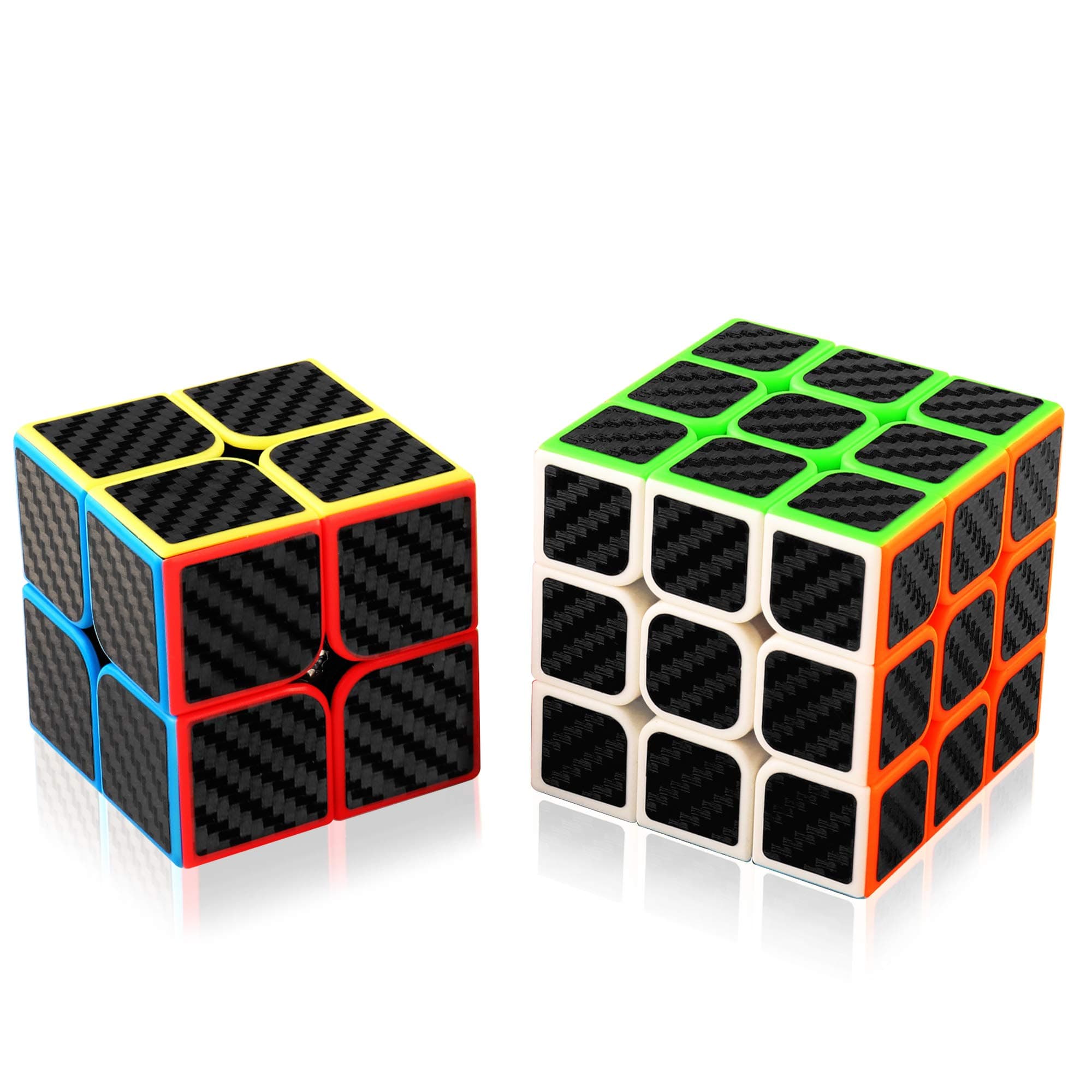 Magic Speed Cube, Magic Cube Set Carbon Fiber Speed Cubes Smooth Puzzle Cube Toy Cube, Brain Teasers/ Smooth Twist/IQ Toys for Kids Adults( 2x2 3x3)