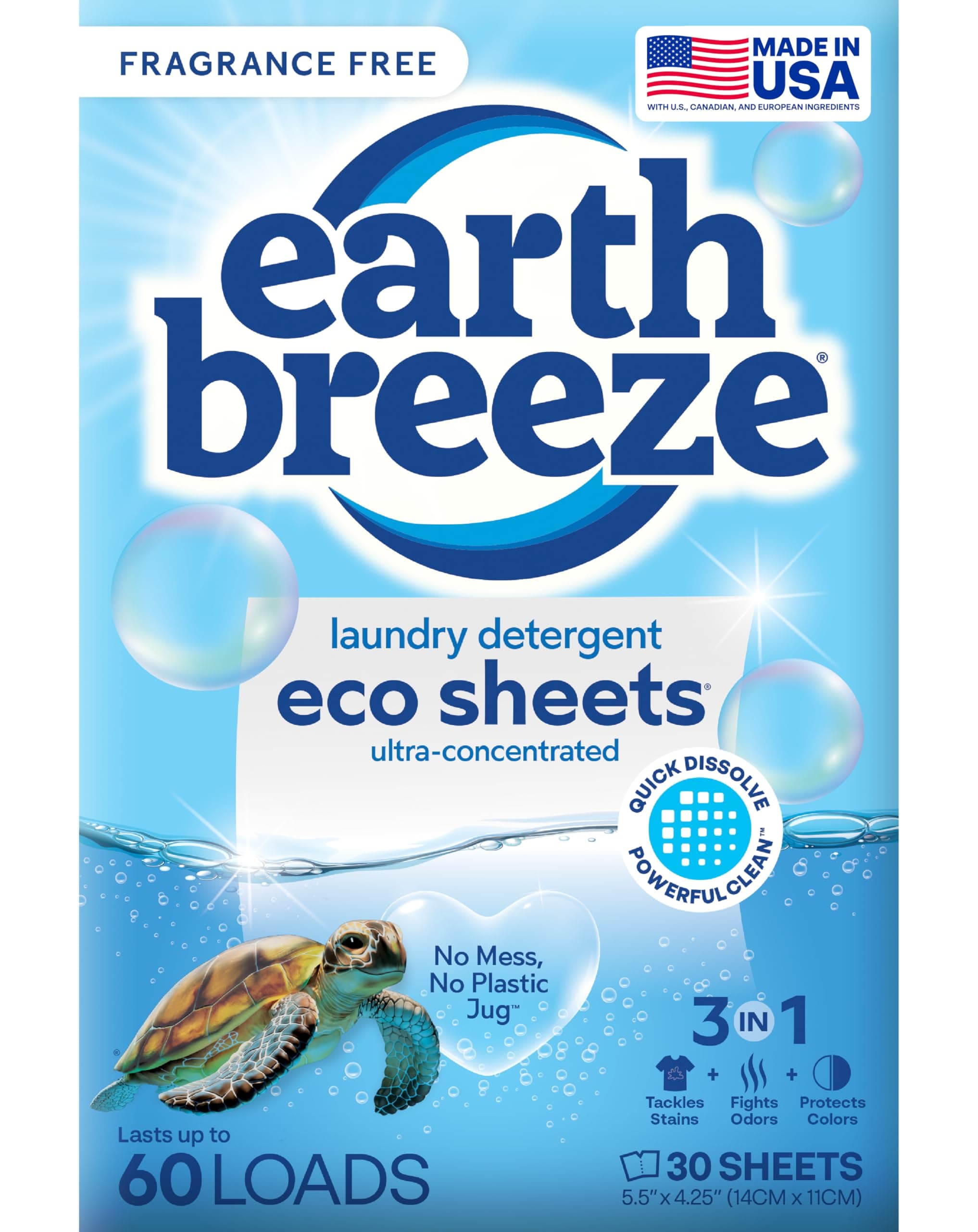 Laundry Detergent Sheets Fragrance-Free - 60 Loads Eco Liquidless Soap - Travel-Friendly for Hot & Cold Cycles, Tackles Tough Stains & Odors - Gentle on Sensitive Skin, 30 Ct
