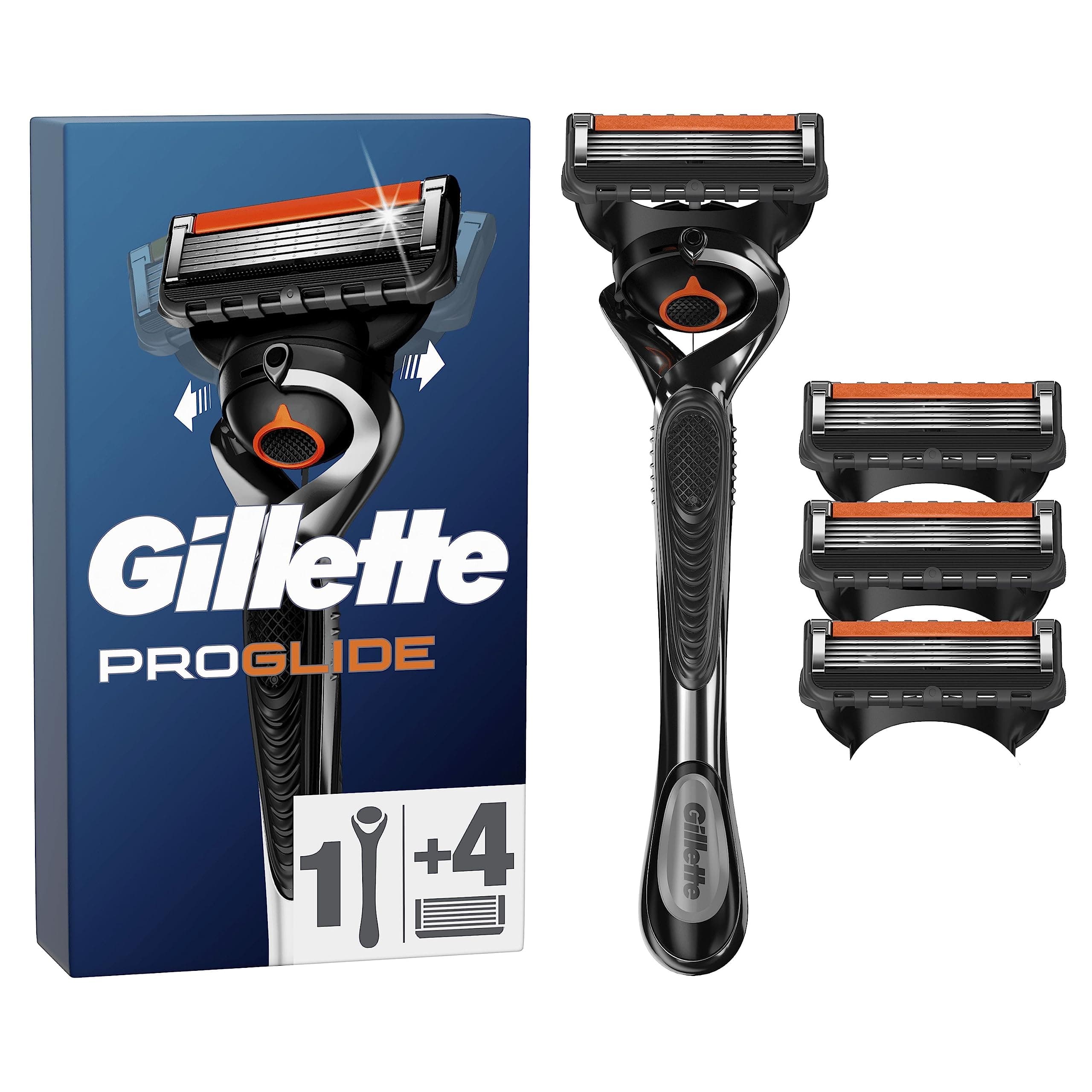 Gillette ProGlide Men's Razor with Flexball Technology + 3 Razor Blade Refills with Precision Trimmer, 5 Anti-Friction Blades
