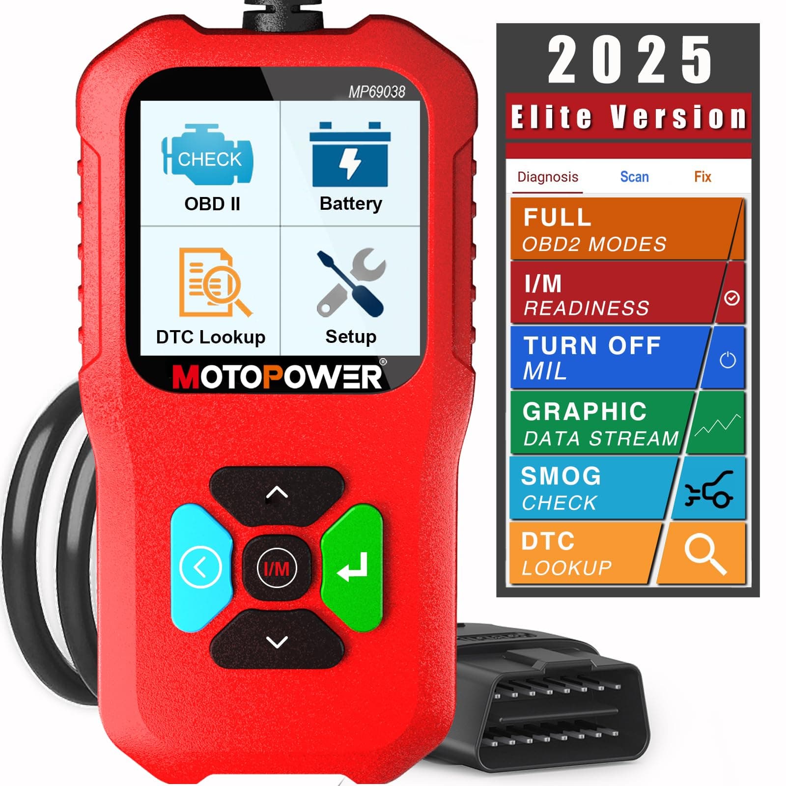 MP69038 Car OBD2 Scanner Code Reader Engine Fault Code Reader Scanner CAN Diagnostic Scan Tool - Elite Edition