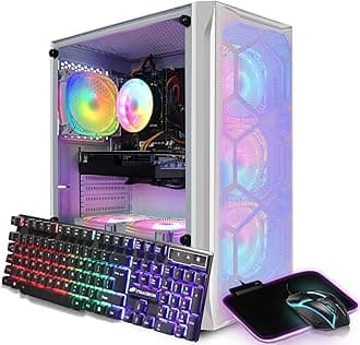 Gaming Desktop PC, Radeon RX 5600 XT 6G GDDR6, Intel Core i5 3.2G up to 3.6G, 16G RAM, 512G SSD, 600M WiFi, BT 5.0, RGB Fan x 6, Windows 11 Home, White