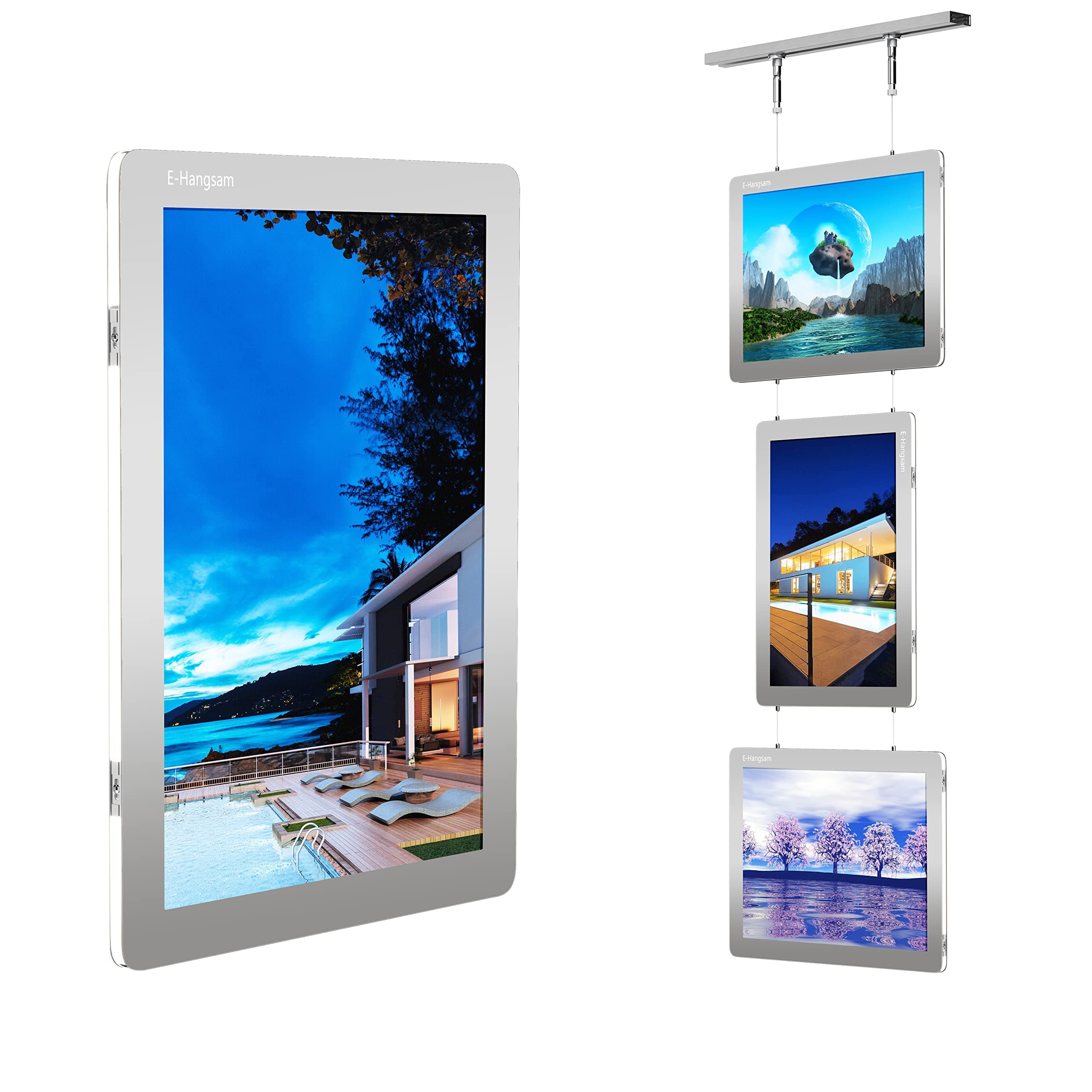 E-Hangsam A4 Double Side Real Estate Window Display -Silver Acrylic Office Window Signs for Window Menu Display and Backlit Signs (3 pcs/series)