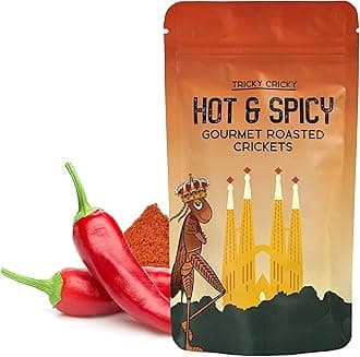 Tricky Cricky Edible Flavored Cricket Snacks for Humans - USA Grown - Unique & Healthy Gourmet Snacks for Adults - High Protein, Low Carb, Low Calorie Dried Edible Bugs for People - Hot & Spicy - 1 Oz