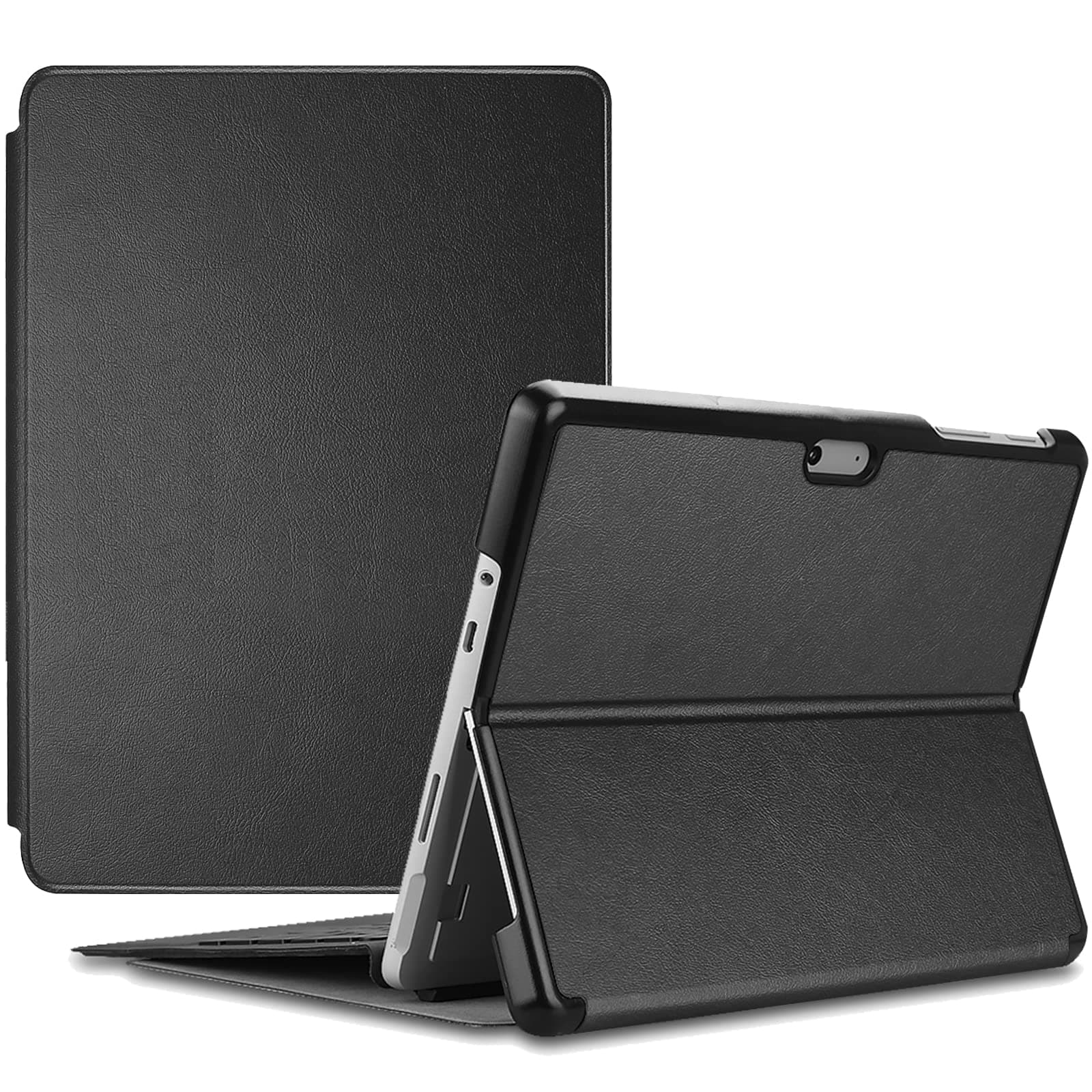 Protective Case for Surface Go 3 2021 / Surface Go 2 2020 / Surface Go 2018, Slim Light Smart Cover Stand Hard Shell with Built-in Surface Pen Holder, Compatible with Surface Type Cover -Black