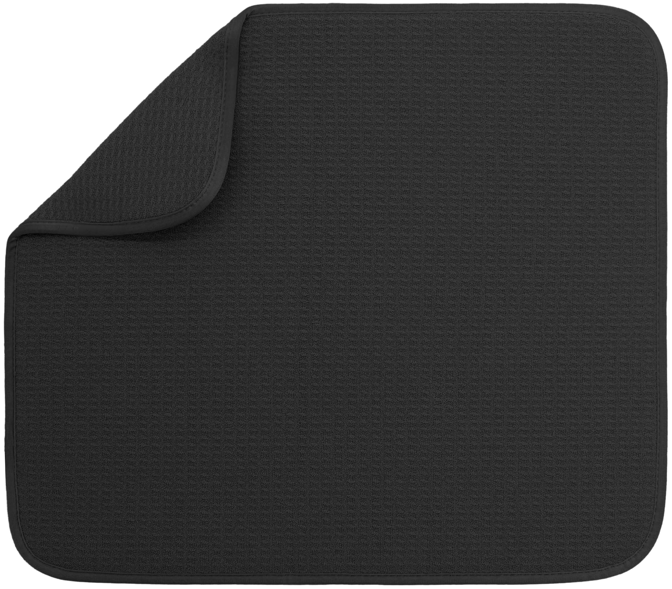 S&T INC. Dish Drying Mat, 16” x 18”, Absorbent Microfiber Kitchen Counter Mat, Dish Drying Pad for Dishes, Utensils, Pots and Pans, Large, Black