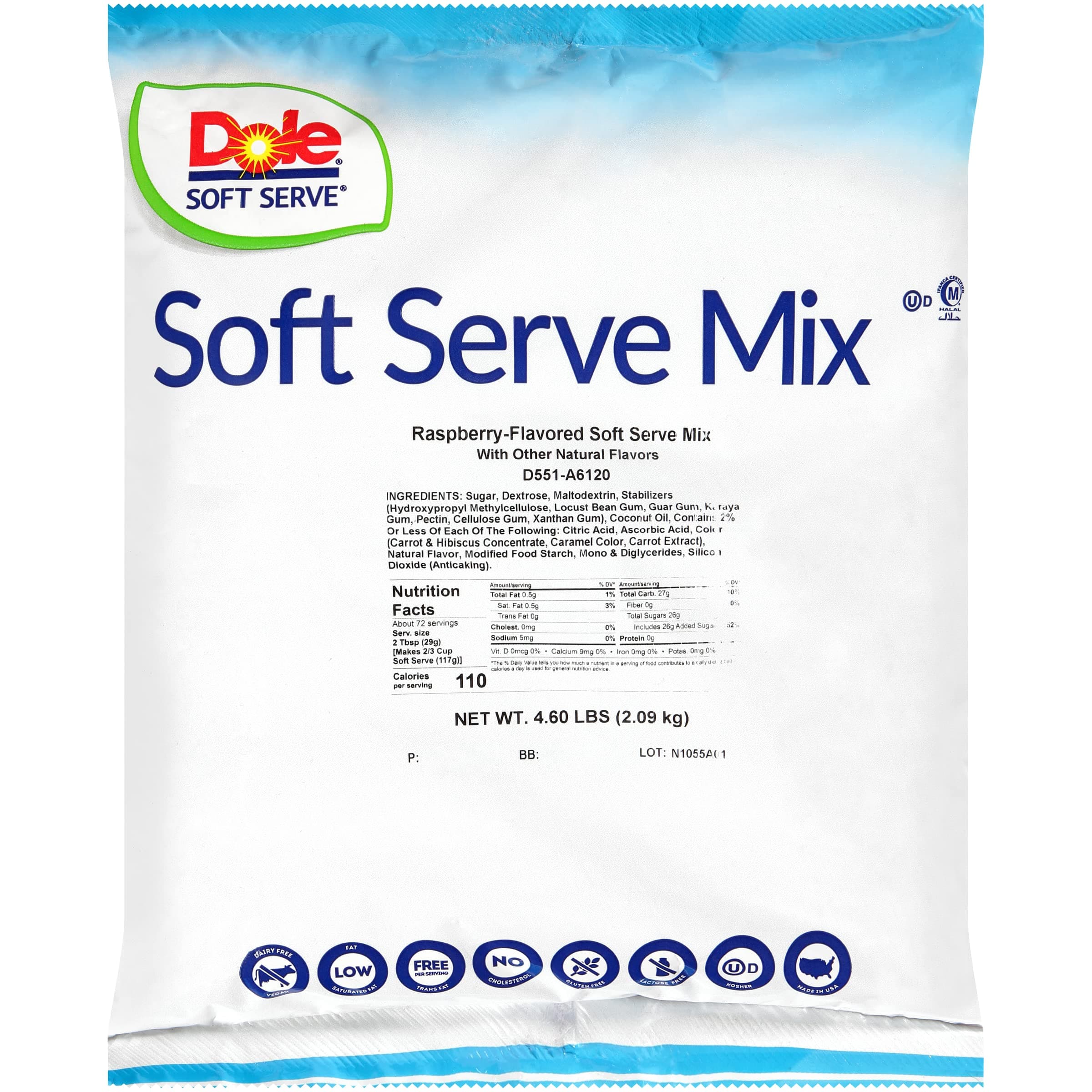 Dole Soft Serve Mix, Raspberry, 4.60 Pound