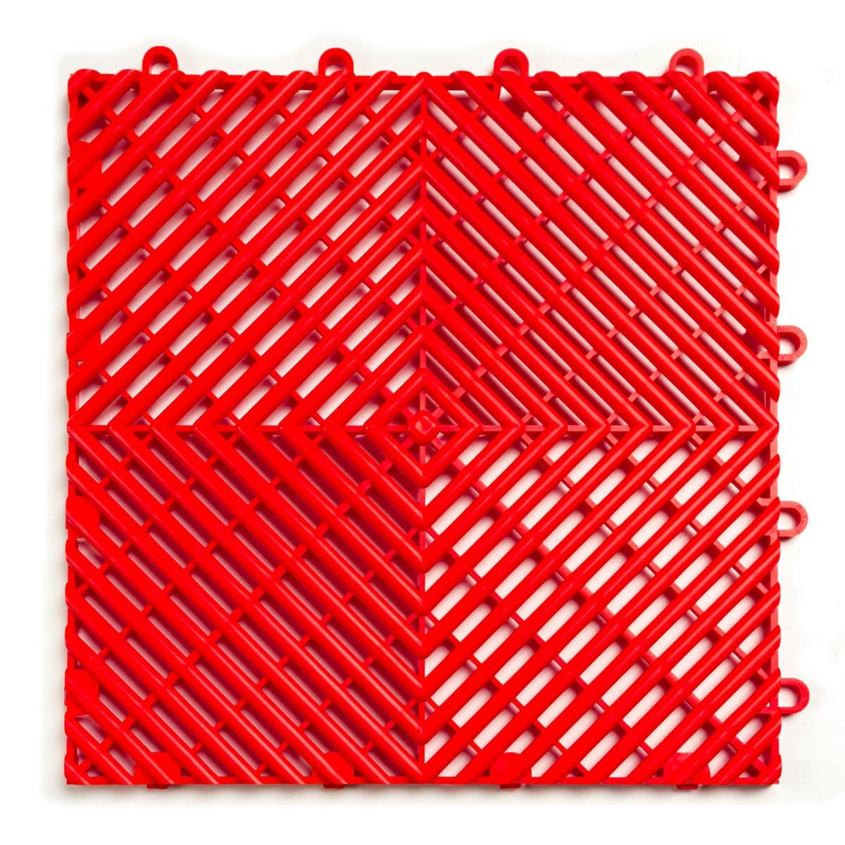 RaceDeck Free-Flow Open Rib Design, Durable Interlocking Modular Garage Flooring Tile (24 Pack), Red