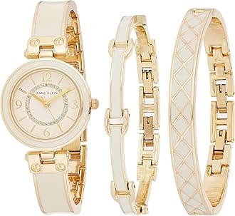 Anne Klein Women's AK/3296 Accent Bangle Watch and Bracelet Set, Gold/Ivory, Made in Japan