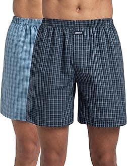 Jockey1223 Men's Super Combed Mercerized Cotton Woven Checkered Boxer Shorts with Side Pocket (Pack of 2)