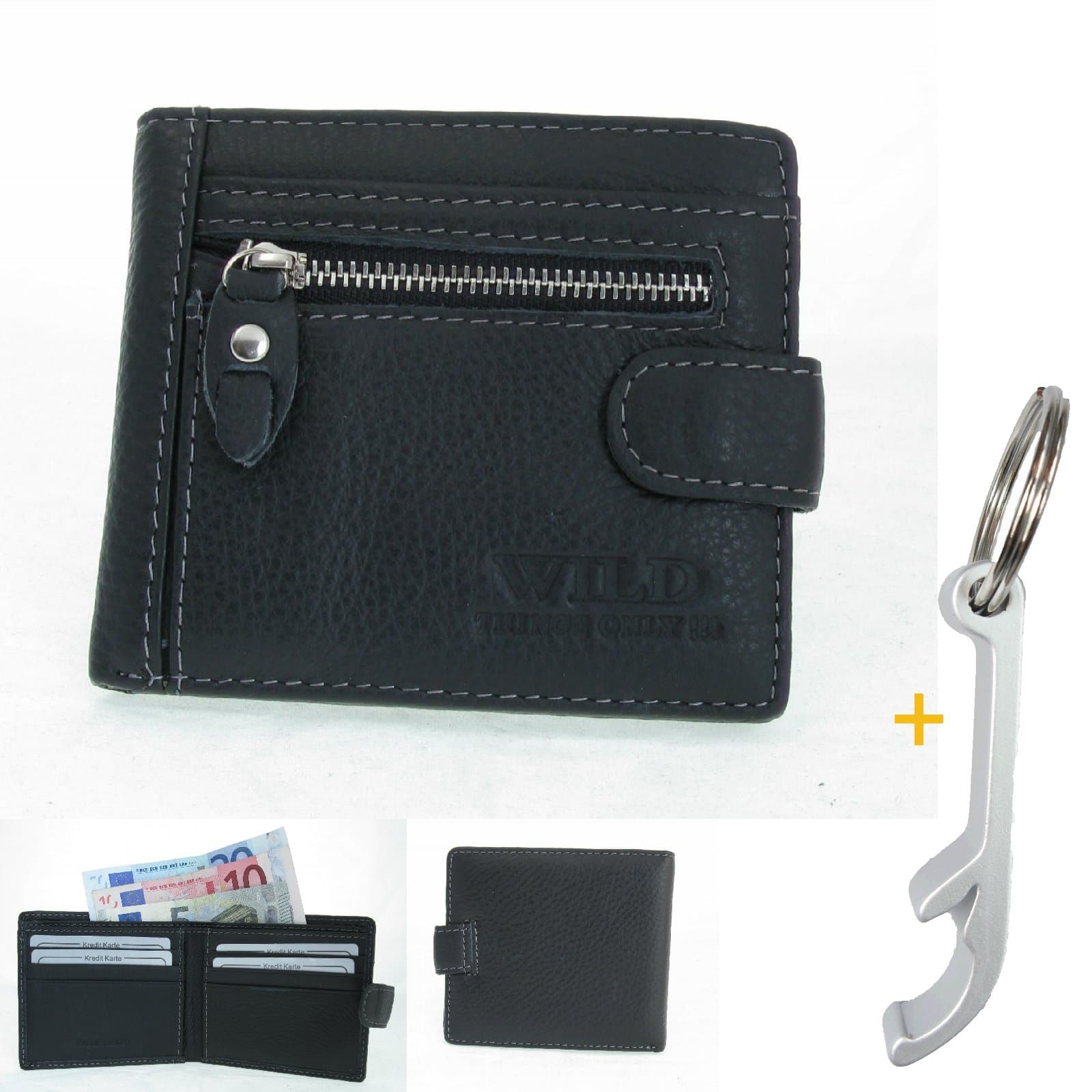 GENUINE LEATHER PURSE # 3359 Rustic Black Practical Split Bolt Wallet