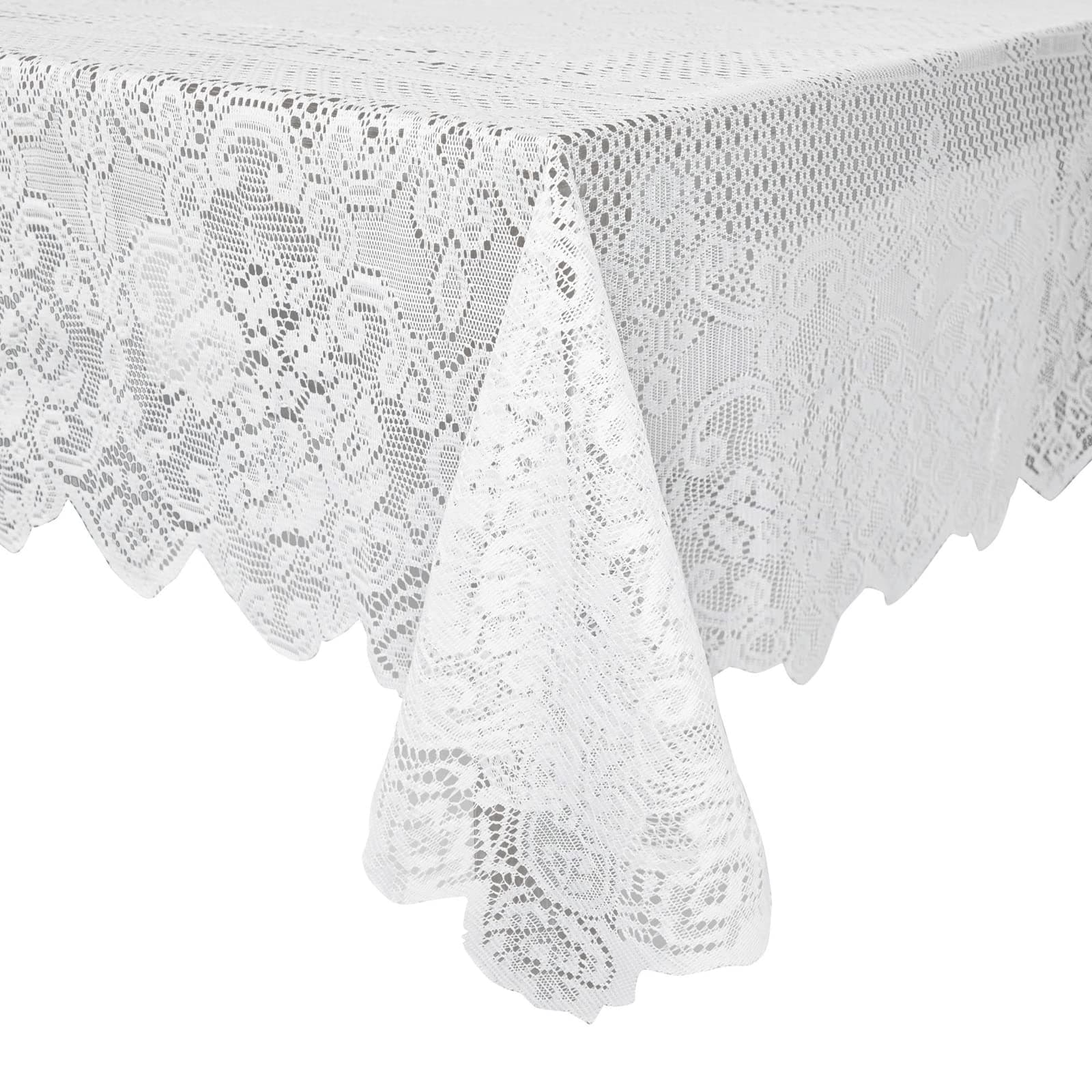 Juvale Rectangular Lace Tablecloth with Elegant Floral Patterns, White, 242 x 146 cm