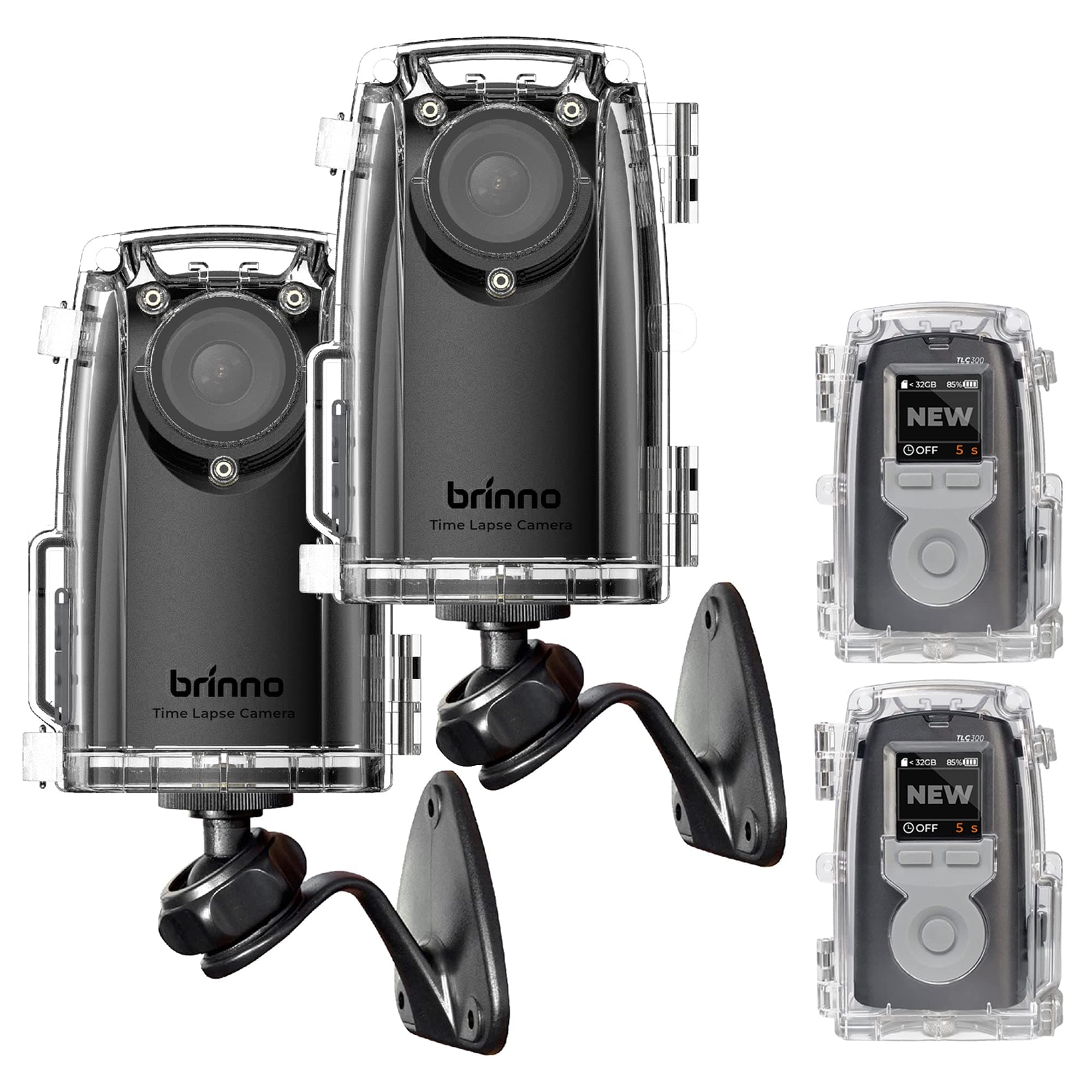 2-Pack Time Lapse Camera BCC300-M Bundle, 2023 Timelapse Camera Outdoor Construction, HDR FHD1080P with Wall Mount, LCD Screen, Long Battery Life, Waterproof Case