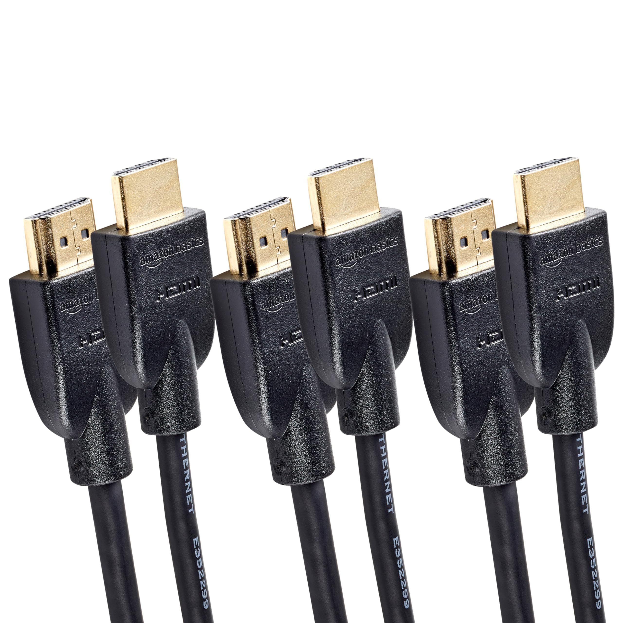 Amazon Basics High-Speed 4K HDMI 2.0 Cable, 3-Pack, 3ft, 18Gbps, 2160p, 48 bit, Compatible with TV/PS5/Xbox/Roku/Blu-ray, Black
