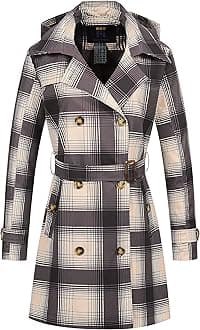 CREATMO US Women's Trench Coat Double-Breasted Classic Lapel Overcoat Belted Slim Outerwear Coat with Detachable Hood