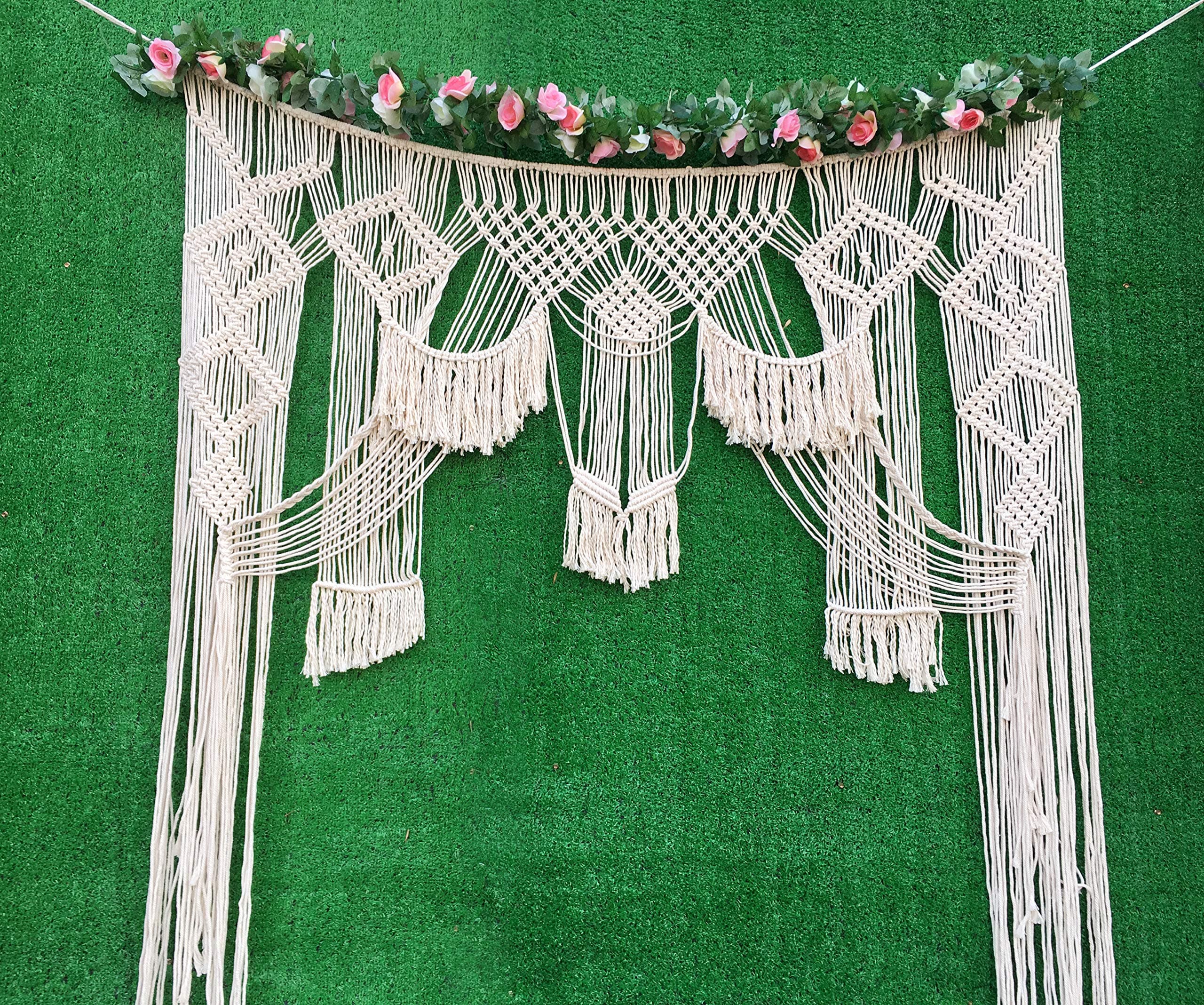 Winterdemoon Wedding Backdrop Macrame Curtain Bohemian Wedding Decor Macrame Wall Hanging Tapestry